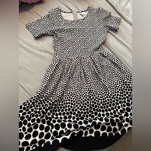 LuLaRoe Black and White Polka Dot Midi Dress